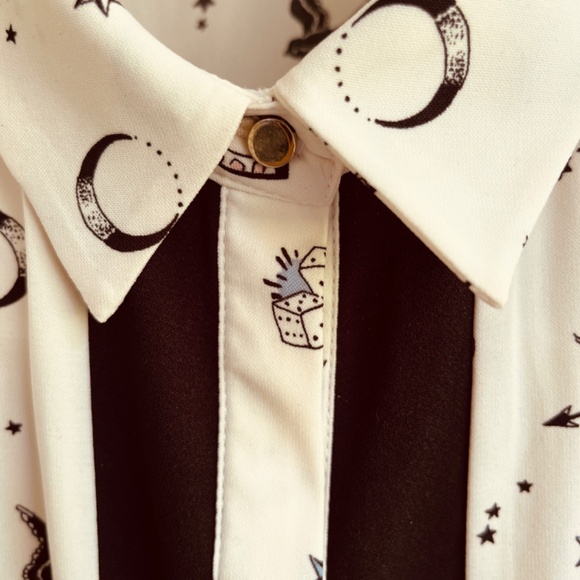 River Island Love Hearts Bierds Print Blouse 18( L ) Contrast Trim Long Sleeves - Picture 6 of 16